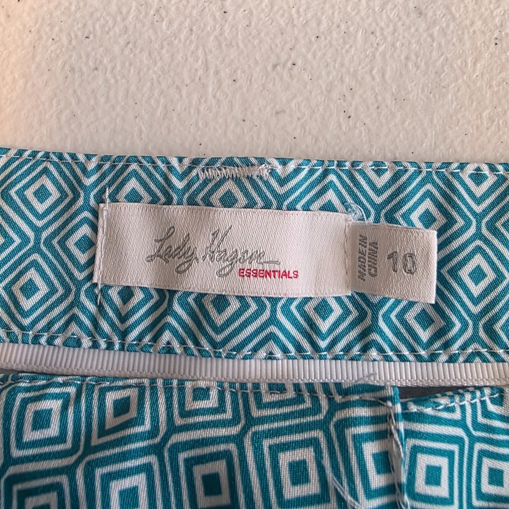 Lady Hagen Womens 10 Golf‎ Shorts Teal Geometric Stretch - Picture 3 of 7
